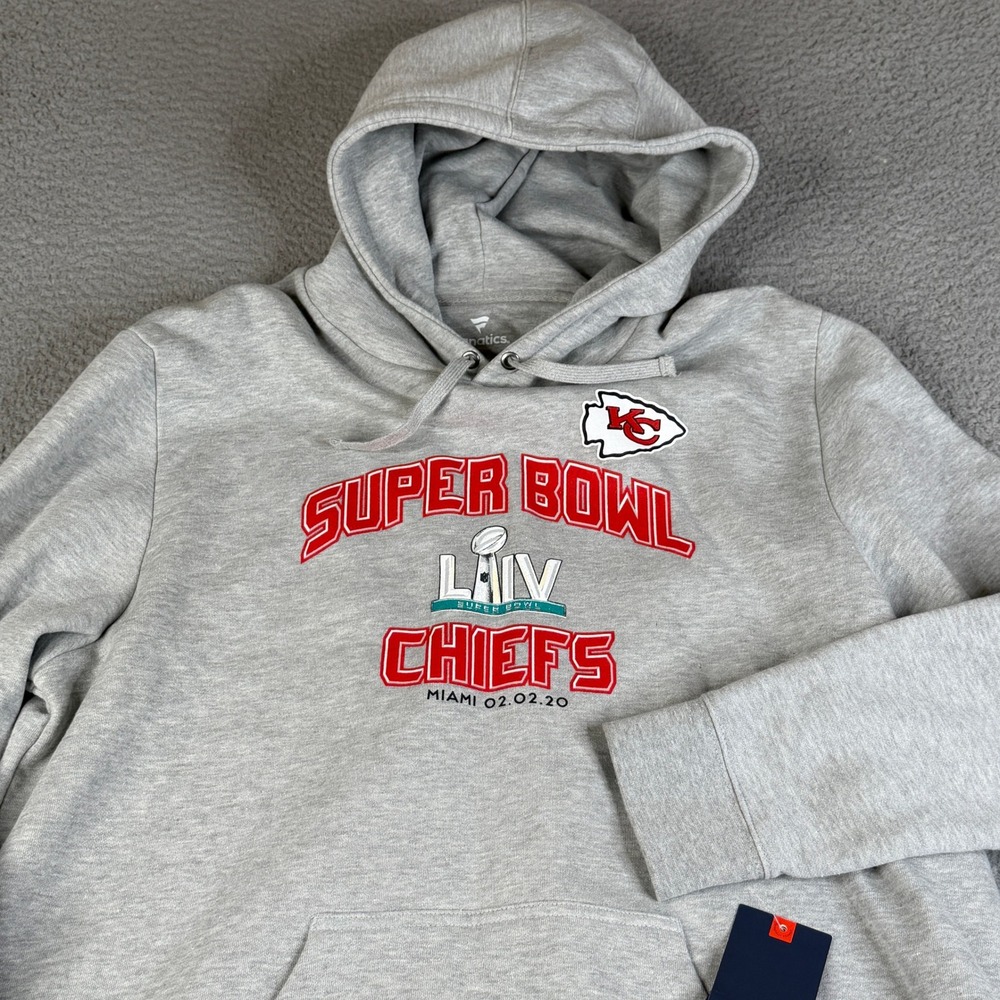 Kansas City Chiefs Hoodie Mens 2XL Gray Pullover Sweatshirt 2020 Super Bowl